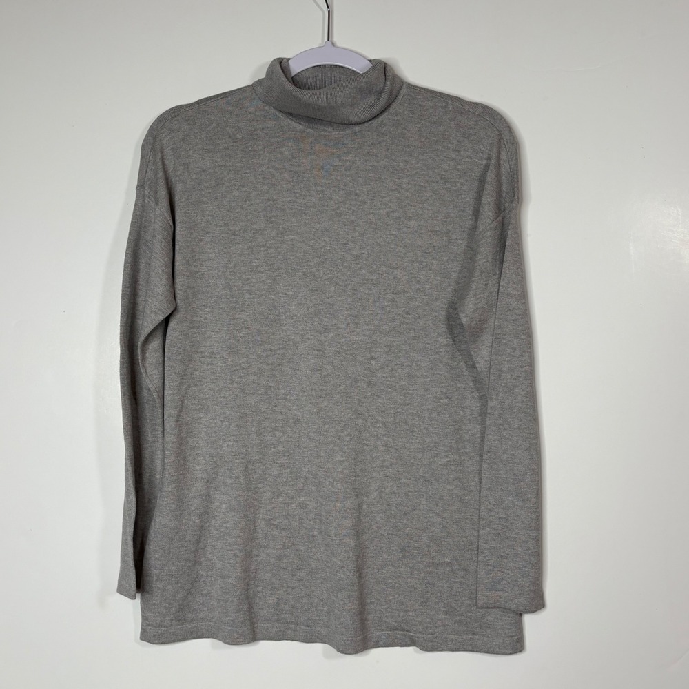 J. Jill Gray Silk Cotton Blend‎ Turtleneck Sweater Womens XS Knit Quiet Luxury